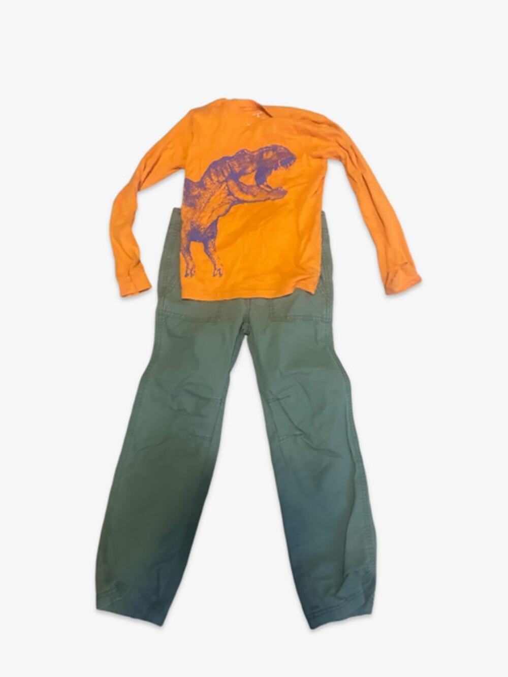 Carter's  Dinosaur Outfit Size 8 Orange  Shirt Olive Pants Set